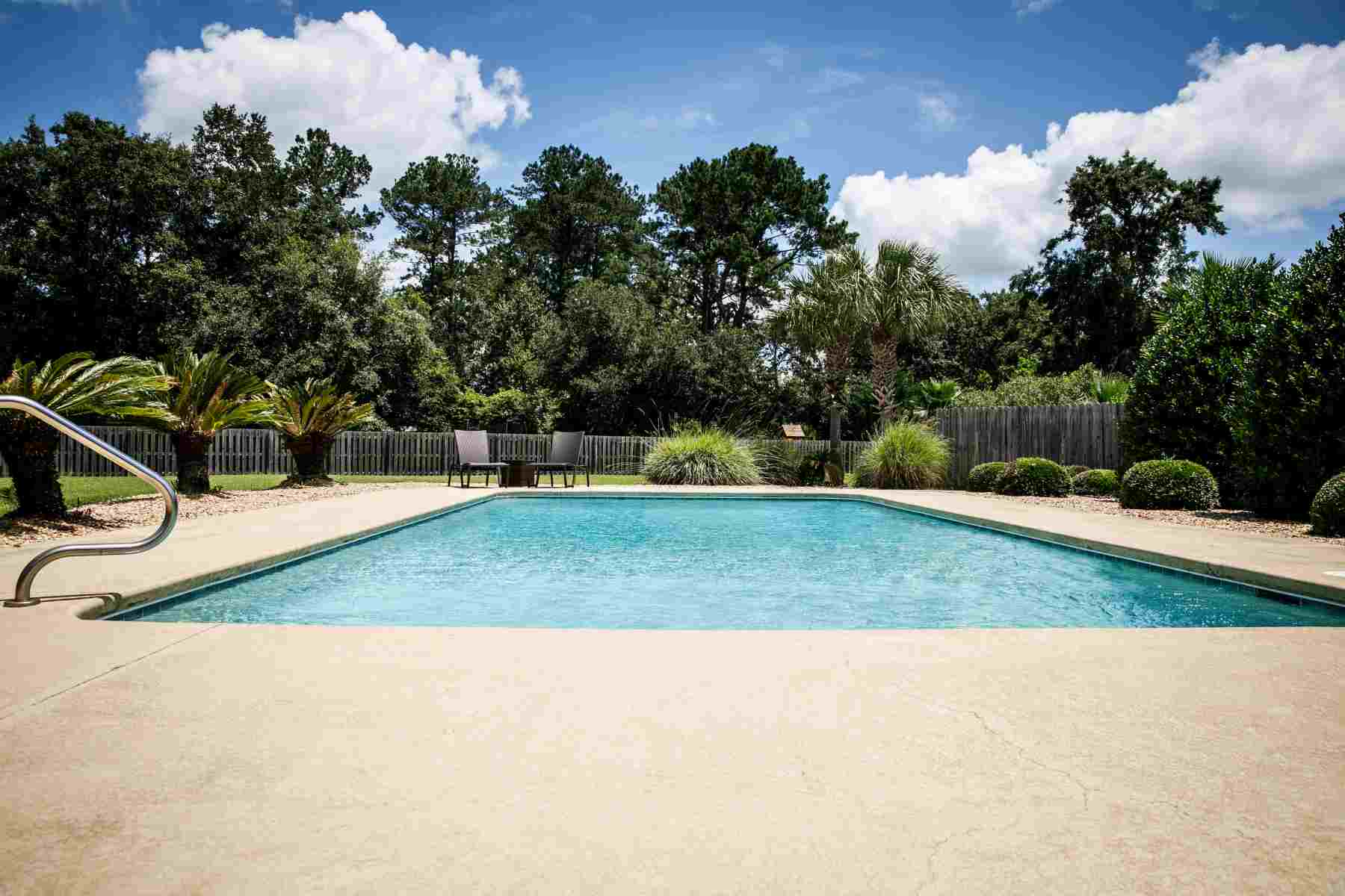 Backyard concrete pool