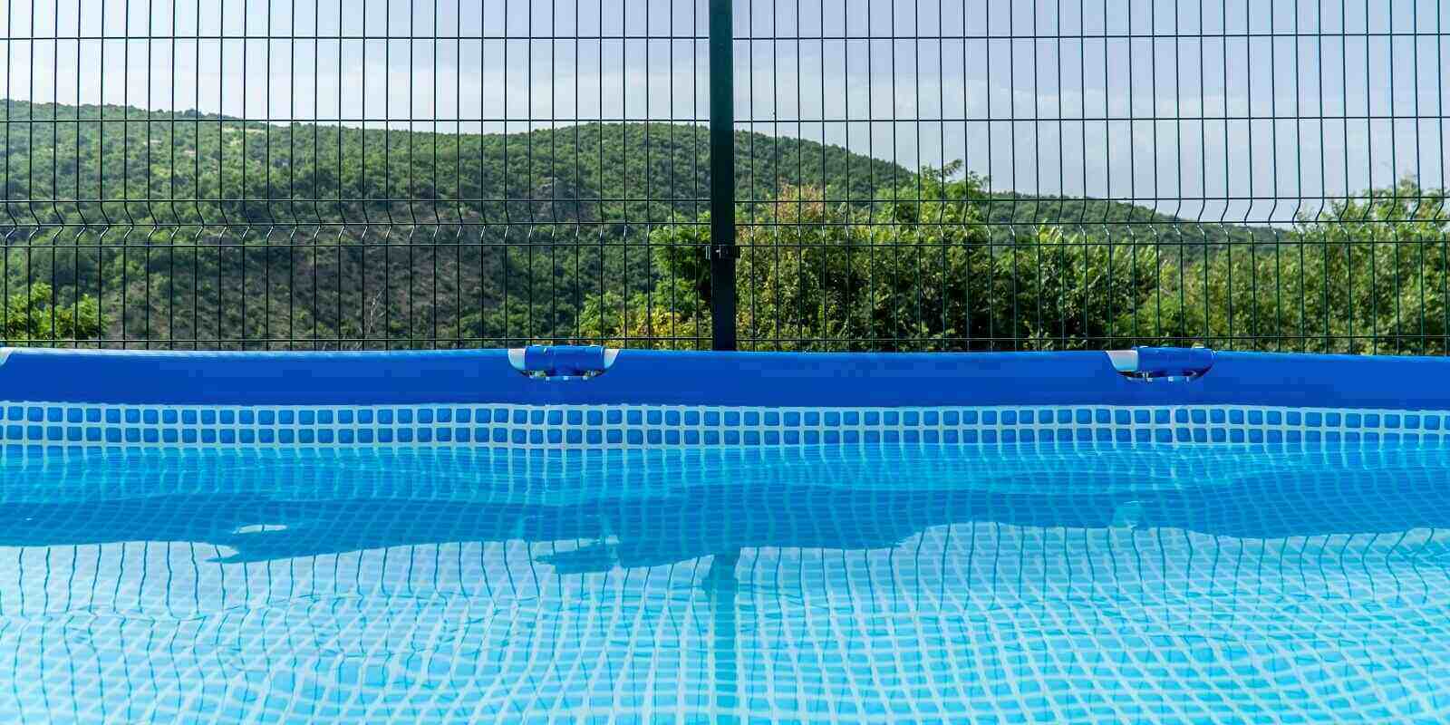 outdoor protable pool with a mountain view